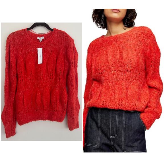 TOPSHOP Wool Blend Petal Pointelle Knit Sweater - Picture 1 of 6